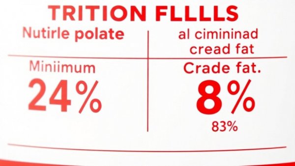 Guaranteed Analysis in Pet Food chart with protein and fat details.
