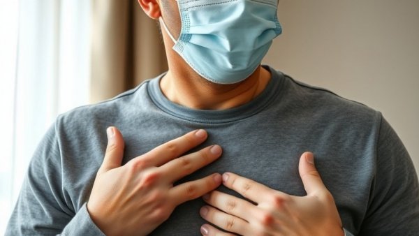 Person experiencing anxiety chest pain, clutching chest.