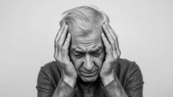 Distressed older man experiencing holiday illness syndrome.