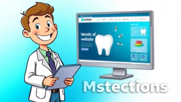 Colorful illustration of a dentist showcasing an effective website for dentists.