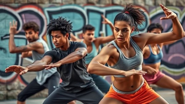 Energetic young athletes stretching with focus, enhancing muscle fiber recruitment technology.