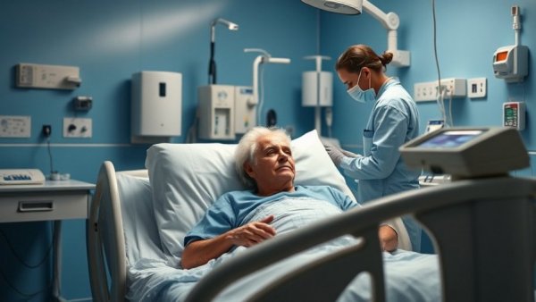 Safe patient care depicted with medical staff attending to patient.