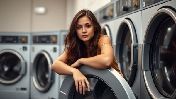 Young woman in laundromat portraying relaxed scene in smarter supply chains.