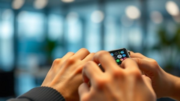 Common smartwatch mistakes first-time buyers make: adjusting settings on a smartwatch indoors, close-up.