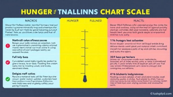 Colorful hunger and fullness chart, stop tracking macros.