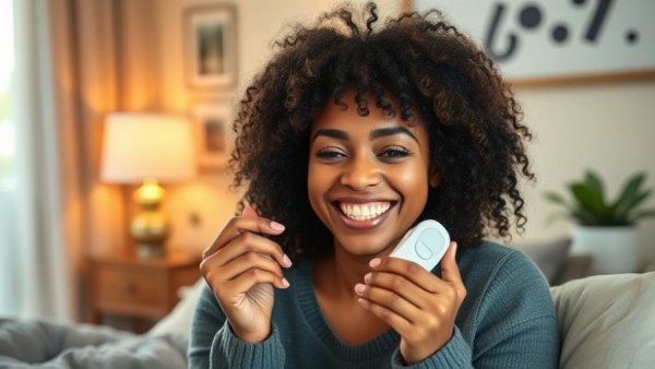Woman using sleep device, highlighting benefits of improving sleep quality.