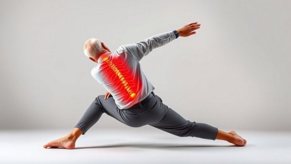 Exercises for sciatic pain relief after 50 - man stretching, highlighted nerves.