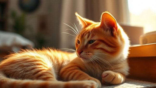Senior cat grooming in sunlight, How To Keep Your Senior Cat Healthy tips.