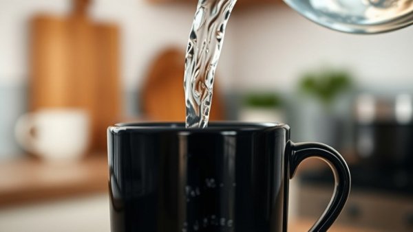 Close-up of water being poured into a mug, highlighting hydration.