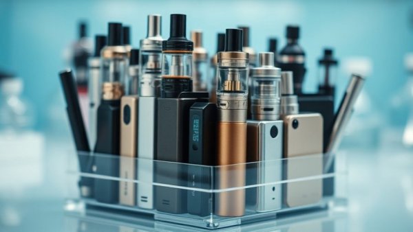 Assorted vaping devices in a holder for medical applications.