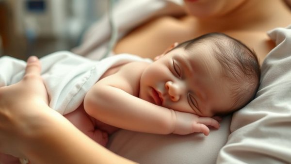 Newborn bonding with mother post-IVF in hospital.