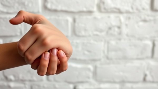 Close-up of hands gripping wrist, indicating arthritis discomfort.