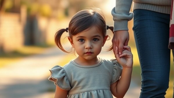 Child custody laws protect children's well-being - young girl holding adult's hand.