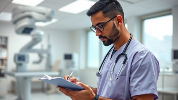 Doctor creating treatment plan in bright clinic room