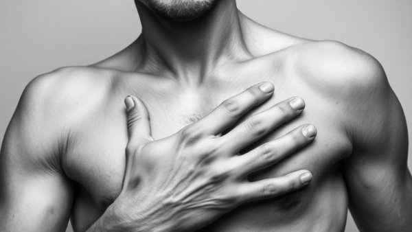 Person clutching chest in pain, related to pleurisy causes and symptoms.