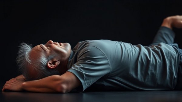 Elderly man performing back exercise for pain relief after 50.