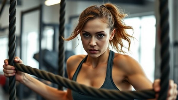 Improve Your Functional Strength: Woman exercises with battle ropes.