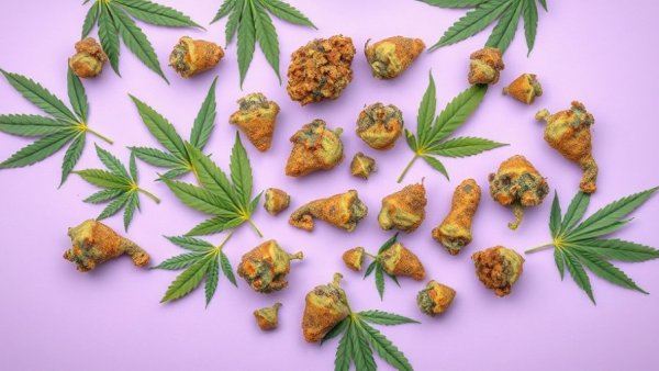 Colorful cannabis and gummies, medical cannabis recognition in the UK.