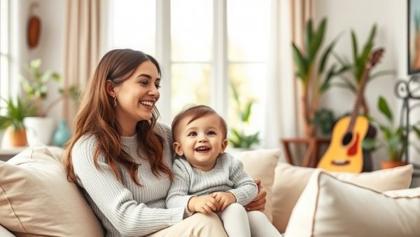 Mother and child enjoying time together in a bright living room, Best Family Movies for Movie Night.