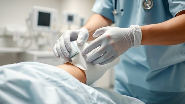 Professional tending to injured leg in cast, illustrating how to take care of yourself after a serious injury.