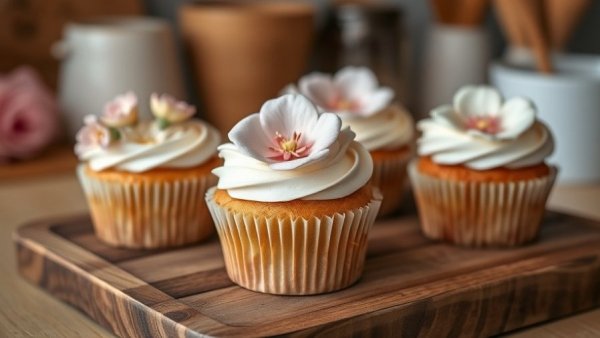 Beautiful cupcakes decorated with flowers, perfect for baking inspiration.