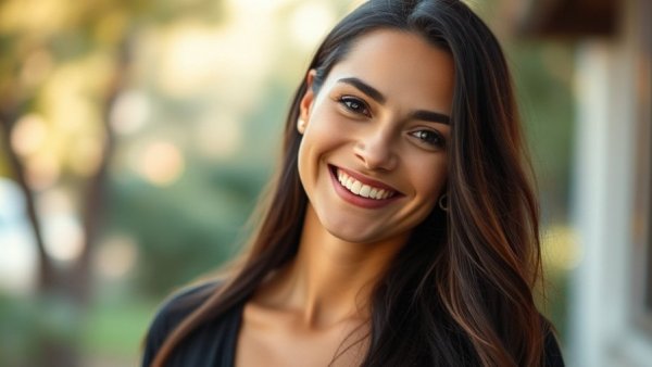 Portrait of a smiling woman outdoors, Polarity in Midlife Love.