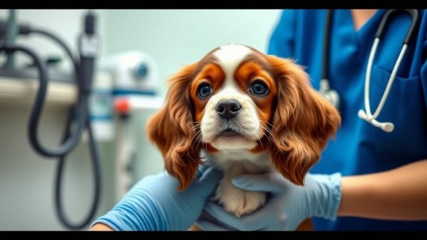 EPI in Dogs: Cavalier King Charles Spaniel at vet checkup.
