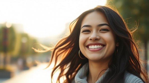 Smiling woman in natural light representing circadian rhythm and hormonal balance