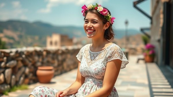 Spring Fashion Trends 2026: Woman in floral dress with flower crown.