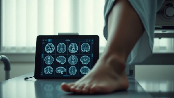 Brain scans next to patient, illustrating support needs for brain injury.
