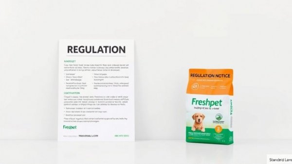 Corporate notice on pet food regulation with Freshpet packaging.