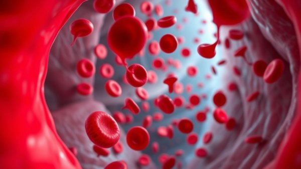 Red blood cells flowing through an artery, Antihypertensives and Hypertension Control.