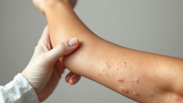 Psoriasis skin management close-up of arm.