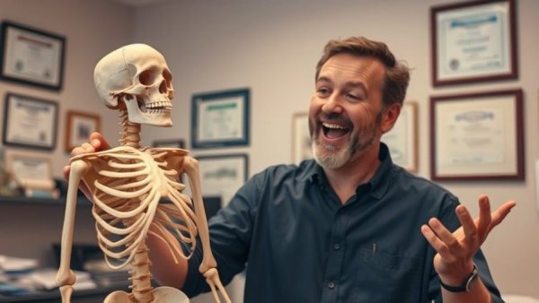 Man explaining why surgery doesn't fix chronic pain in a medical office.