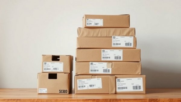 Cardboard boxes with labels to make moving easier for children.