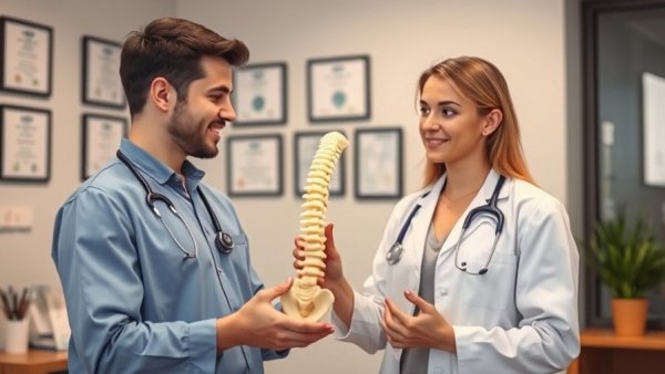 Medical expert suggests alternatives to surgery for back pain in a clinic setting.