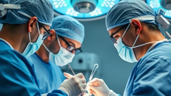 Surgical team conducting an operation related to colorectal cancer.