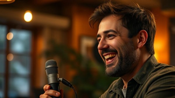 Smiling man speaking indoors, engaging conversation, returning to activities you love despite chronic pain.