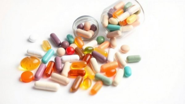 Assorted health supplements on white surface highlighting safety and effectiveness.