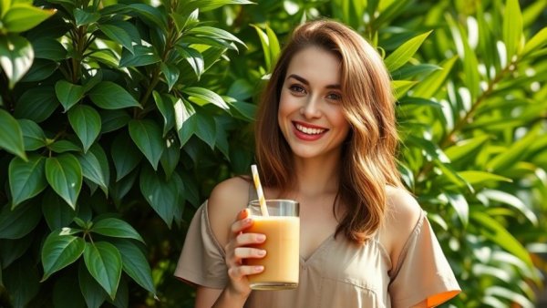 Woman enjoying smoothie outdoors for a healthier summer