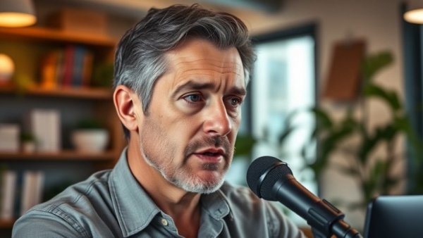 Middle-aged man discussing chronic pain myths and realities indoors.