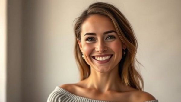 Confident woman with neutral background, highlighting nutritional depletion.