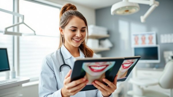 Patient learning about smile makeover options in dental office