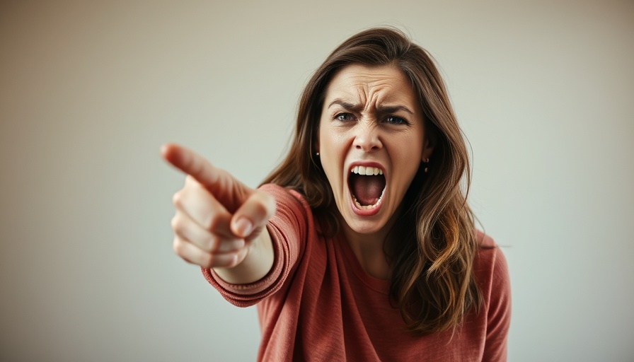 Woman expressing frustration, pointing and shouting.