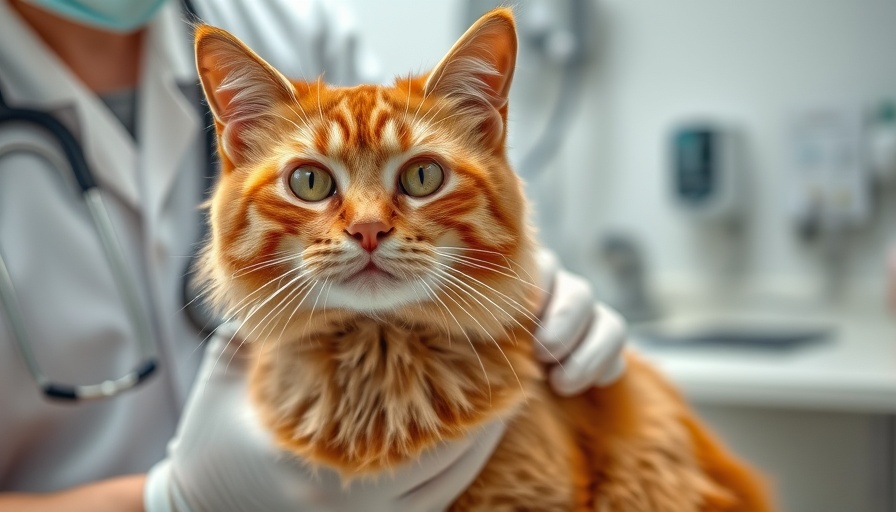 Ginger Maine Coon examined for cat tumor removal in clinic.