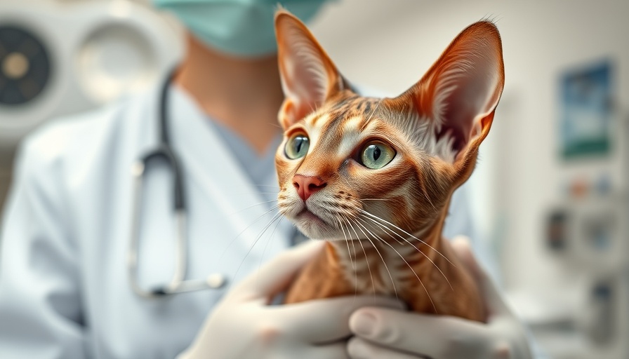 Veterinarian holding Cornish Rex cat during early cancer detection exam.