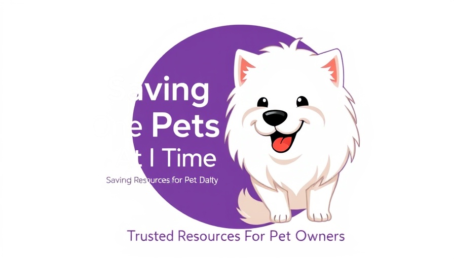 Illustrative logo for 'Saving Pets One Pet At A Time' featuring a fluffy white dog.