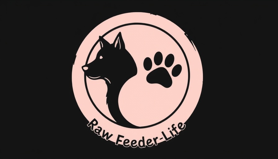 Yin-yang symbol with dog and paw for raw feeding diet promotion.