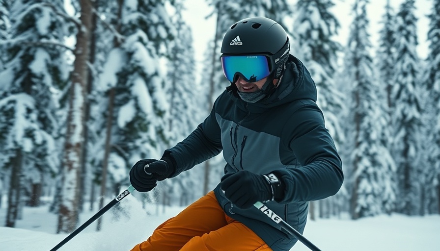 Winter athlete skiing in forest, active exercise.
