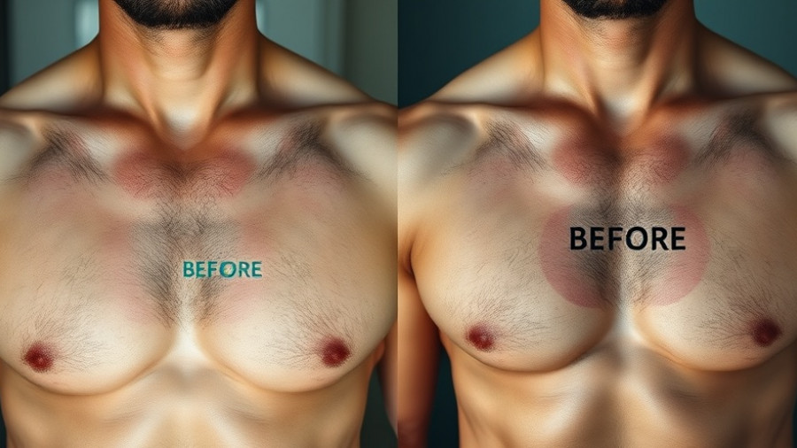 Before and after scarless gynecomastia surgery showing marked improvement.